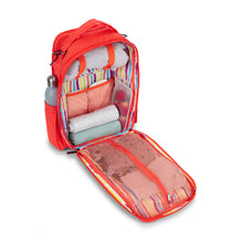 Load image into Gallery viewer, JUJUBE | BE RIGHT BACK BACKPACK NAPPY BAG | CHROMATICS FLOURO NEON CORAL