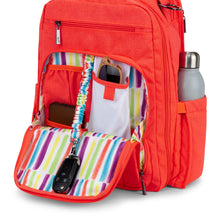 Load image into Gallery viewer, JUJUBE | BE RIGHT BACK BACKPACK NAPPY BAG | CHROMATICS FLOURO NEON CORAL